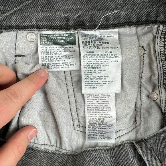 Levis 501XX Jeans Mens 32x26 Faded Black 5 Pocket Button Fly Distressed Frayed - Picture 10 of 16